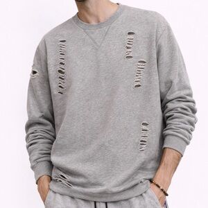 Distressed Gray Sweatshirt | Y2K Grunge Streetwear | The Weekend Brand Small